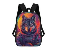 sinyumoney Mochila Escolar Para Niños Wolf Astronaut Space Mochilas Para Libros Mochila Informal De Viaje Con Impresión 3D Para Niños Y Niñas Mochila De Gran Capacidad 17inch