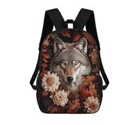 sinyumoney Mochila Escolar Para Niños Wolf in Autumn Leaves Mochila De Moda Para Adolescentes Mochila Informal Para Niños Y Niñas Mochila Escolar Con Impresión 3D 17inch