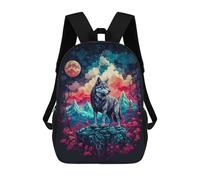 sinyumoney Mochila Escolar Para Niños Wolf On Full Mooo Mochilas Para Libros Mochila Informal De Viaje Con Impresión 3D Para Niños Y Niñas Mochila De Gran Capacidad 17inch