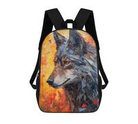 sinyumoney Mochila Escolar Para Niños Wolf Portrait in Autumn Mochila De Moda Para Adolescentes Mochila Informal Para Niños Y Niñas Mochila Escolar Con Impresión 3D 17inch