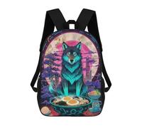 sinyumoney Mochila Escolar Para Niños Wolf Ramen Art Mochilas Para Libros Mochila Informal De Viaje Con Impresión 3D Para Niños Y Niñas Mochila De Gran Capacidad 17inch