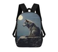 sinyumoney Mochila Escolar Para Niños Wolf Under Moonlight Mochilas Para Libros Mochila Informal De Viaje Con Impresión 3D Para Niños Y Niñas Mochila De Gran Capacidad 17inch