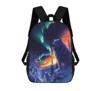sinyumoney Mochila Escolar Para Niños Wolves Under The Northern Lights Mochilas Para Libros Mochila Informal De Viaje Con Impresión 3D Para Niños Y Niñas Mochila De Gran Capacidad 17inch