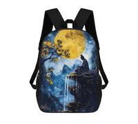 sinyumoney Mochila Escolar Para Niños Zen Meditation Under Full Moon Mochilas Para Libros Mochila Informal De Viaje Con Impresión 3D Para Niños Y Niñas Mochila De Gran Capacidad 17inch