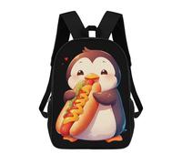 sinyumoney Mochila Escolar Penguin Loves Hot Dog Impresa En 3D Para Libros, Mochilas De Moda, Mochilas De Gran Capacidad, Mochilas De Viaje Para Niños