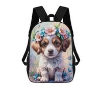 sinyumoney Mochila Escolar Puppy with Flower Crown Watercolor Impresa En 3D Para Libros, Mochilas De Moda, Mochilas De Gran Capacidad, Mochilas De Viaje Para Niños