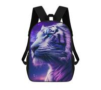 sinyumoney Mochila Escolar Purple Tiger Galaxy Art Impresa En 3D Con Bolsillos Grandes Para Niños, Mochilas Infantiles, Bolsas Para Libros, Mochila Escolar Para Niños 17inch