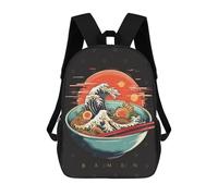 sinyumoney Mochila Escolar Ramen Noodles Impresa En 3D Con Bolsillos Grandes Para Niños, Mochilas Infantiles, Bolsas Para Libros, Mochila Escolar Para Niños 17inch