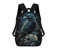 sinyumoney Mochila Escolar Raven on Skull Impresa En 3D Para Libros, Mochilas De Moda, Mochilas De Gran Capacidad, Mochilas De Viaje Para Niños