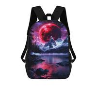 sinyumoney Mochila Escolar Red Moon Over Mountains Impresa En 3D Para Libros, Mochilas De Moda, Mochilas De Gran Capacidad, Mochilas De Viaje Para Niños