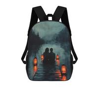 sinyumoney Mochila Escolar Romantic Couple on Dock with Lantern Glow at Dusk Impresa En 3D Con Bolsillos Grandes Para Niños, Mochilas Infantiles, Bolsas Para Libros, Mochila Escolar Para Niños 17inch
