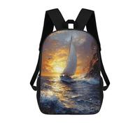 sinyumoney Mochila Escolar Sailing at Sunset Impressionist-Inspired Artwork Impresa En 3D Con Bolsillos Grandes Para Niños, Mochilas Infantiles, Bolsas Para Libros, Mochila Escolar Para Niños 17inch