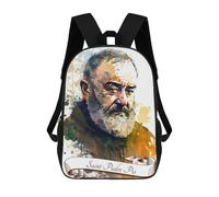 sinyumoney Mochila Escolar Saint Padre Pio Impresa En 3D Con Bolsillos Grandes Para Niños, Mochilas Infantiles, Bolsas Para Libros, Mochila Escolar Para Niños 17inch
