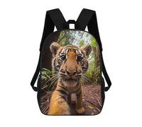 sinyumoney Mochila Escolar Selfie of A Young Tiger Impresa En 3D Con Bolsillos Grandes Para Niños, Mochilas Infantiles, Bolsas Para Libros, Mochila Escolar Para Niños 17inch