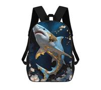 sinyumoney Mochila Escolar Shark Gold Kintsugi Art Impresa En 3D Con Bolsillos Grandes Para Niños, Mochilas Infantiles, Bolsas Para Libros, Mochila Escolar Para Niños 17inch