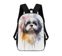 sinyumoney Mochila Escolar Shih Tzu Watercolor Impresa En 3D Con Bolsillos Grandes Para Niños, Mochilas Infantiles, Bolsas Para Libros, Mochila Escolar Para Niños 17inch