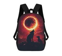 sinyumoney Mochila Escolar Silhouette Wolf Sunset Impresa En 3D Con Bolsillos Grandes Para Niños, Mochilas Infantiles, Bolsas Para Libros, Mochila Escolar Para Niños 17inch