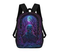 sinyumoney Mochila Escolar Skull in Moonlit Forest Impresa En 3D Con Bolsillos Grandes Para Niños, Mochilas Infantiles, Bolsas Para Libros, Mochila Escolar Para Niños 17inch