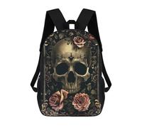 sinyumoney Mochila Escolar Skull with Pink Roses IV Impresa En 3D Para Libros, Mochilas De Moda, Mochilas De Gran Capacidad, Mochilas De Viaje Para Niños