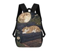 sinyumoney Mochila Escolar Tabby Cat Sleeping Under The Moon Impresa En 3D Con Bolsillos Grandes Para Niños, Mochilas Infantiles, Bolsas Para Libros, Mochila Escolar Para Niños 17inch