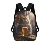 sinyumoney Mochila Escolar The Drinking Cat Impresa En 3D Con Bolsillos Grandes Para Niños, Mochilas Infantiles, Bolsas Para Libros, Mochila Escolar Para Niños 17inch