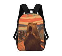 sinyumoney Mochila Escolar The Scream Capybara Impresa En 3D Con Bolsillos Grandes Para Niños, Mochilas Infantiles, Bolsas Para Libros, Mochila Escolar Para Niños 17inch