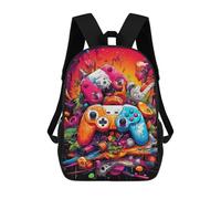sinyumoney Mochila Escolar Vibrant Gaming Controllers Artwork -4 Impresa En 3D Con Bolsillos Grandes Para Niños, Mochilas Infantiles, Bolsas Para Libros, Mochila Escolar Para Niños 17inch