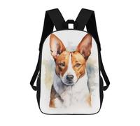 sinyumoney Mochila Escolar Watercolor Basenji Impresa En 3D Con Bolsillos Grandes Para Niños, Mochilas Infantiles, Bolsas Para Libros, Mochila Escolar Para Niños 17inch