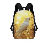 sinyumoney Mochila Escolar White Cockatoo in Golden Light Impresa En 3D Con Bolsillos Grandes Para Niños, Mochilas Infantiles, Bolsas Para Libros, Mochila Escolar Para Niños 17inch