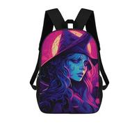 sinyumoney Mochila Escolar Witch's Enchanted Night Impresa En 3D Con Bolsillos Grandes Para Niños, Mochilas Infantiles, Bolsas Para Libros, Mochila Escolar Para Niños 17inch