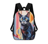 sinyumoney Mochila Infantil 3D Abstract Cute Cartoon Cat Mochilas Estampadas Mochila Escolar Ligera Mochila Escolar Divertida Y Moderna Mochila De Día Para Estudiantes Para Niños 17inch
