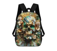 sinyumoney Mochila Infantil 3D Abstract Floral Gold Skull Mochilas Estampadas Mochila Escolar Ligera Mochila Escolar Divertida Y Moderna Mochila De Día Para Estudiantes Para Niños 17inch