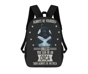 sinyumoney Mochila Infantil 3D Always Be Yourself Orca Mochilas Estampadas Mochila Escolar Mochilas Escolares Ligeras Mochila Divertida Y Moderna Mochila De Día Para Estudiantes Para Niños 17inch