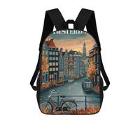 sinyumoney Mochila Infantil 3D Amsterdam Canal Sunset Mochilas Estampadas Mochila Escolar Mochilas Escolares Ligeras Mochila Divertida Y Moderna Mochila De Día Para Estudiantes Para Niños 17inch