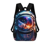 sinyumoney Mochila Infantil 3D Astronaut Helmet Space Mochilas Estampadas Mochila Escolar Ligera Mochila Escolar Divertida Y Moderna Mochila De Día Para Estudiantes Para Niños 17inch