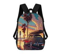 sinyumoney Mochila Infantil 3D Beachside Sunset Drive-In Mochilas Estampadas Mochila Escolar Mochilas Escolares Ligeras Mochila Divertida Y Moderna Mochila De Día Para Estudiantes Para Niños 17inch
