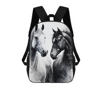 sinyumoney Mochila Infantil 3D Black And White Horse Mochilas Estampadas Mochila Escolar Mochilas Escolares Ligeras Mochila Divertida Y Moderna Mochila De Día Para Estudiantes Para Niños 17inch