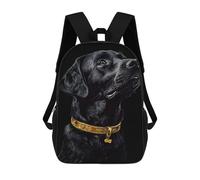 sinyumoney Mochila Infantil 3D Black & Gold Labrador Mochilas Estampadas Mochila Escolar Ligera Mochila Escolar Divertida Y Moderna Mochila De Día Para Estudiantes Para Niños 17inch