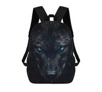 sinyumoney Mochila Infantil 3D Black Wolf with Blue Eyes Mochilas Estampadas Mochila Escolar Mochilas Escolares Ligeras Mochila Divertida Y Moderna Mochila De Día Para Estudiantes Para Niños 17inch