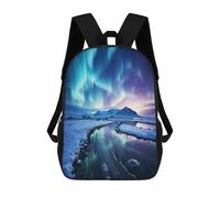 sinyumoney Mochila Infantil 3D Blue Northern Lights Mochilas Estampadas Mochila Escolar Ligera Mochila Escolar Divertida Y Moderna Mochila De Día Para Estudiantes Para Niños 17inch
