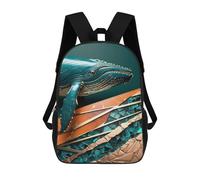 sinyumoney Mochila Infantil 3D Blue Whale Kintsugi Art Mochilas Estampadas Mochila Escolar Ligera Mochila Escolar Divertida Y Moderna Mochila De Día Para Estudiantes Para Niños 17inch