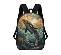 sinyumoney Mochila Infantil 3D Blue Whale Stained Glass Mochilas Estampadas Mochila Escolar Ligera Mochila Escolar Divertida Y Moderna Mochila De Día Para Estudiantes Para Niños 17inch