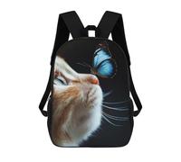 sinyumoney Mochila Infantil 3D Cat And Butterfly Mochilas Estampadas Mochila Escolar Ligera Mochila Escolar Divertida Y Moderna Mochila De Día Para Estudiantes Para Niños 17inch