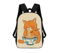 sinyumoney Mochila Infantil 3D Cat Eating Ramen Mochilas Estampadas Mochila Escolar Mochilas Escolares Ligeras Mochila Divertida Y Moderna Mochila De Día Para Estudiantes Para Niños 17inch