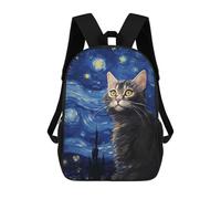 sinyumoney Mochila Infantil 3D Cat in Starry Night Mochilas Estampadas Mochila Escolar Mochilas Escolares Ligeras Mochila Divertida Y Moderna Mochila De Día Para Estudiantes Para Niños 17inch