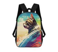 sinyumoney Mochila Infantil 3D Cat Splash in Colors Mochilas Estampadas Mochila Escolar Ligera Mochila Escolar Divertida Y Moderna Mochila De Día Para Estudiantes Para Niños 17inch