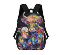 sinyumoney Mochila Infantil 3D Colorful Highland Cows Mochilas Estampadas Mochila Escolar Mochilas Escolares Ligeras Mochila Divertida Y Moderna Mochila De Día Para Estudiantes Para Niños 17inch