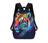sinyumoney Mochila Infantil 3D Colorful Tiger Portrait-28 Mochilas Estampadas Mochila Escolar Mochilas Escolares Ligeras Mochila Divertida Y Moderna Mochila De Día Para Estudiantes Para Niños 17inch