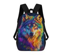 sinyumoney Mochila Infantil 3D Colorful Wolf Portrait Mochilas Estampadas Mochila Escolar Mochilas Escolares Ligeras Mochila Divertida Y Moderna Mochila De Día Para Estudiantes Para Niños 17inch