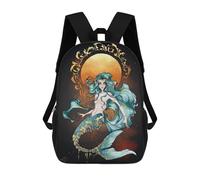 sinyumoney Mochila Infantil 3D Dark And Gold Blue Mermaid Mochilas Estampadas Mochila Escolar Mochilas Escolares Ligeras Mochila Divertida Y Moderna Mochila De Día Para Estudiantes Para Niños 17inch
